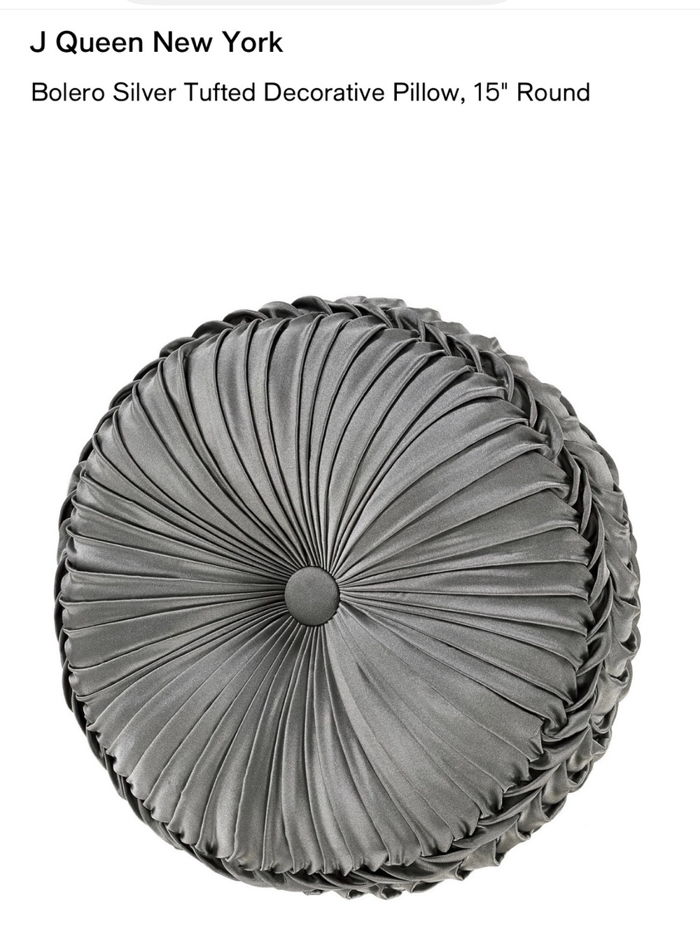J Queen New York Bolero Silver/ Gray Tufted Round Pillow